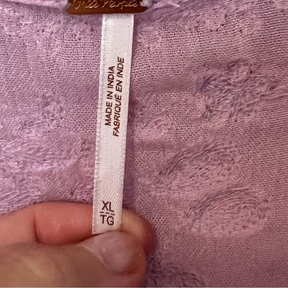 FREE PEOPLE Lilac Blossom Embroidered Fable BoHo Midi Dress XL peasant coquette - Picture 10 of 16